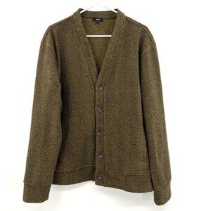 New Express Brown Black Herringbone Button Front Cardigan Men's Large